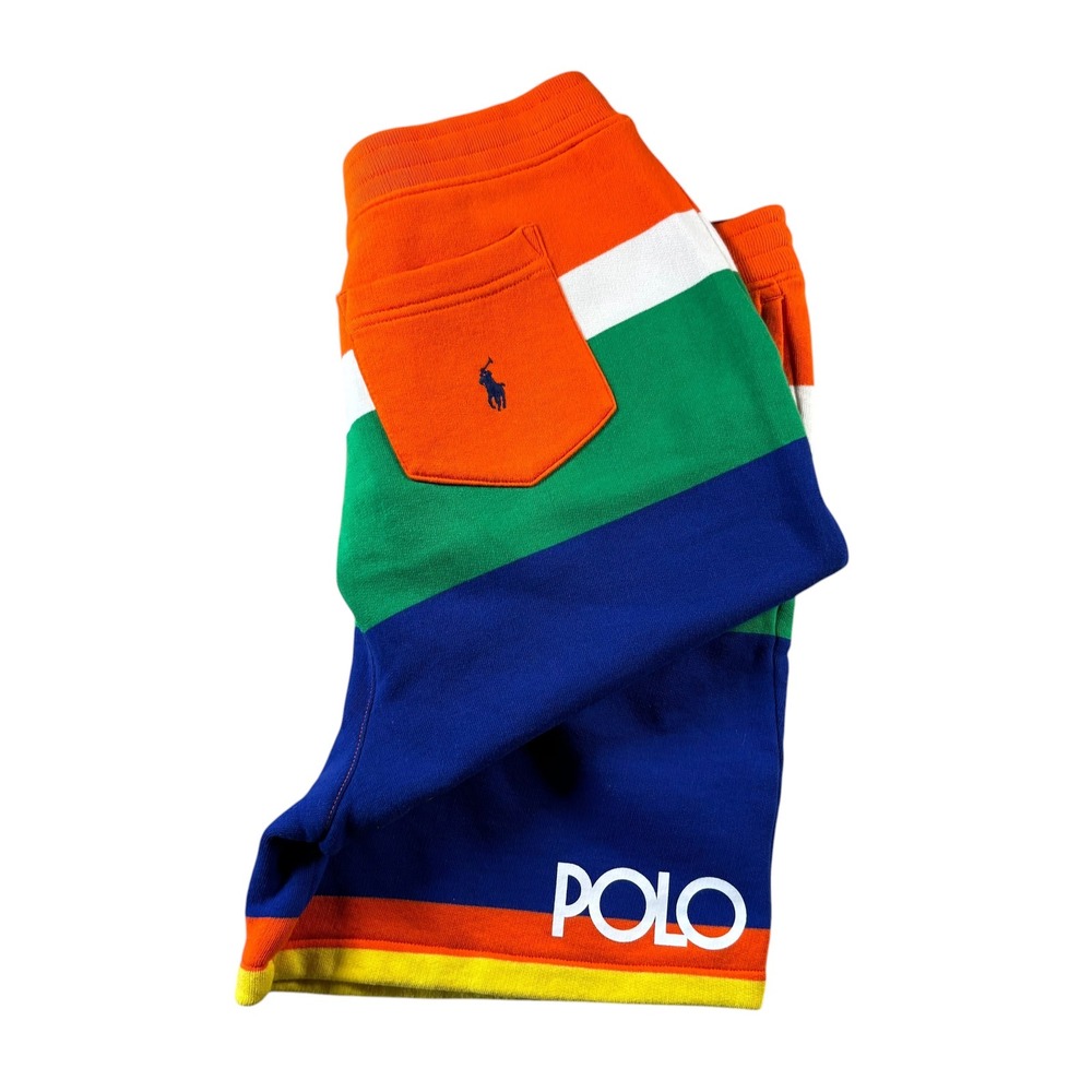 Polo Ralph Lauren Fleece Shorts Mens L Multicolor Colorblock Logo Preppy